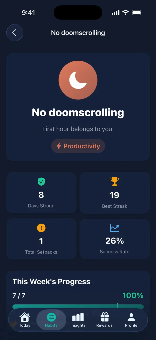 Unlooped setback recovery view
